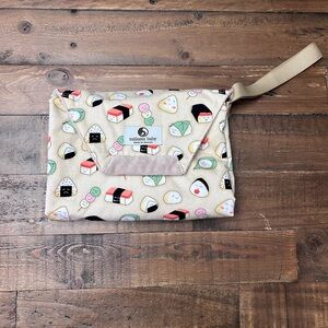 Malama Baby Portable Changing Mat Beige Sushi Print Wristlet Clutch